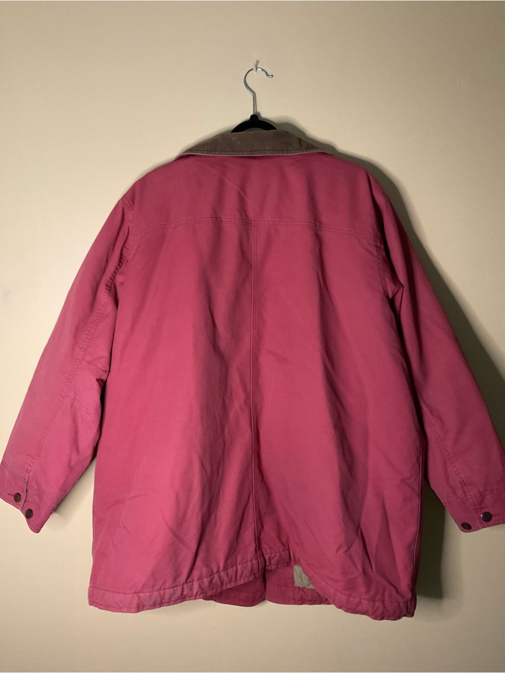 L.L. Bean Rose Pink Barn Coat with Tan Corduroy Collar - Picture 4 of 8